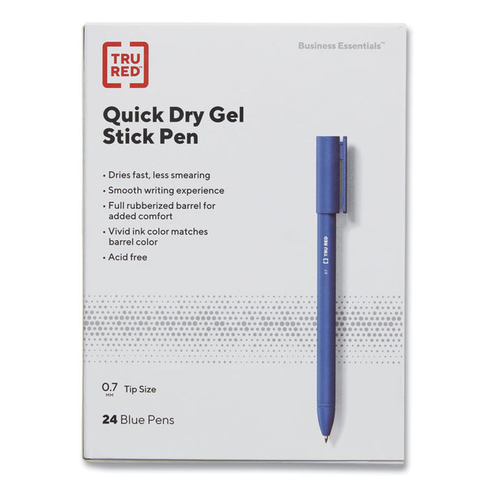 Quick Dry Gel Pen, Stick, Medium 0.7 mm, Blue Ink, Blue Barrel, 24/Pack