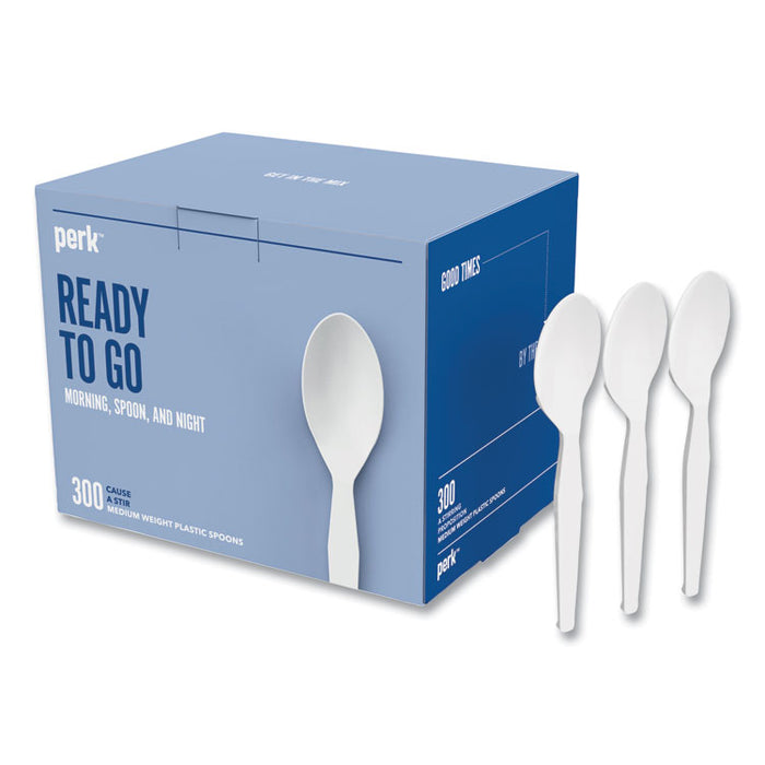 Eco-ID Mediumweight Compostable Cutlery, Spoon, Plastic, White, 300/Pack
