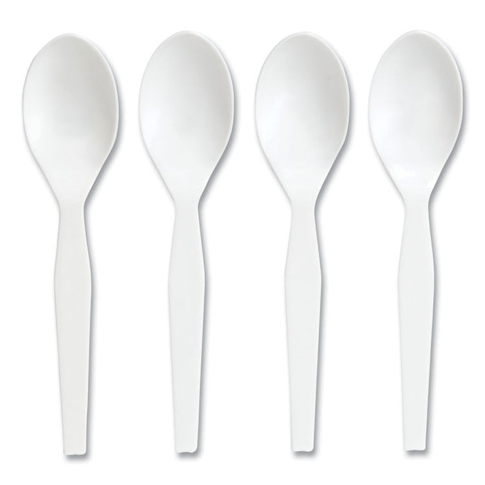 Eco-ID Mediumweight Compostable Cutlery, Spoon, Plastic, White, 300/Pack