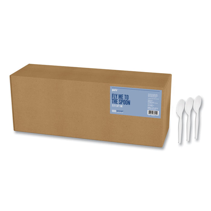 Mediumweight Plastic Cutlery, Spoon, Plastic, White, 1,000/Pack