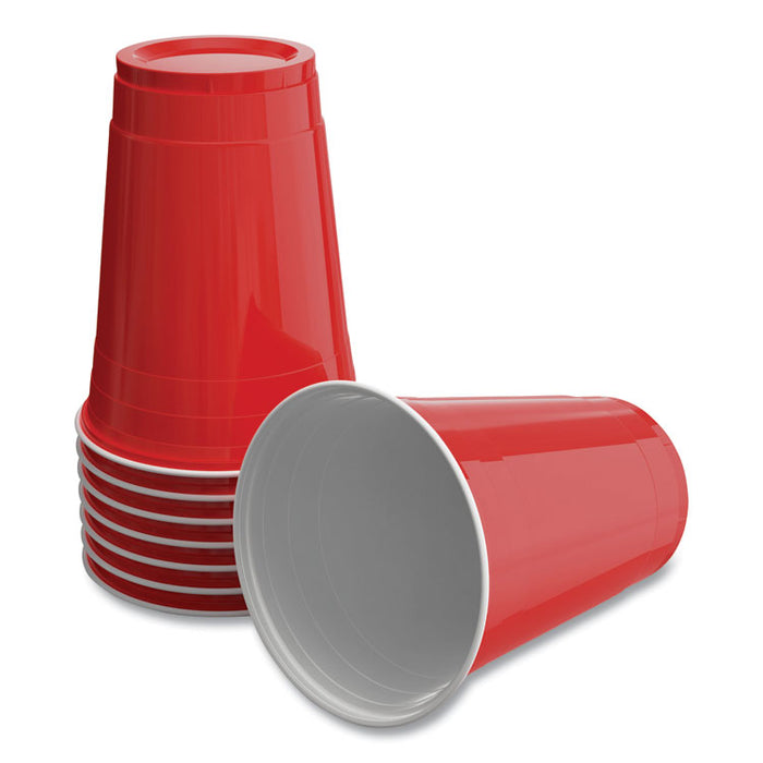 Plastic Cold Cups, 16 oz, Red, 50/Pack