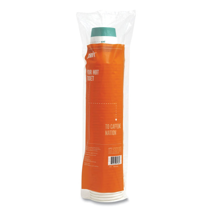 Paper Hot Cups, 10 oz, White/Teal, 50/Pack