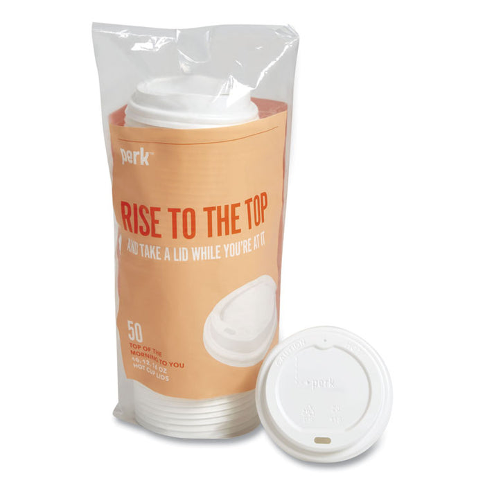 Plastic Hot Cup Lids, Fits 10 oz/12 oz/16 oz Hot Cups, White, 50/Pack