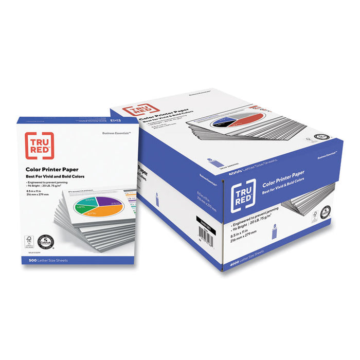Color Printer Paper, 96 Bright, 20 lb Bond Weight, 8.5 x 11, 500 Sheets/Ream, 8 Reams/Carton