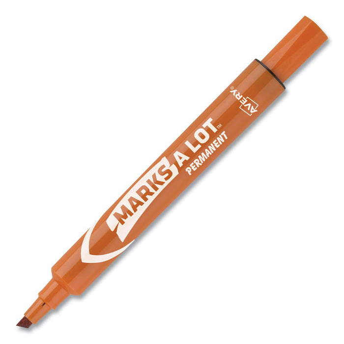 MARKS A LOT Large Desk-Style Permanent Marker, Broad Chisel Tip, Orange, Dozen