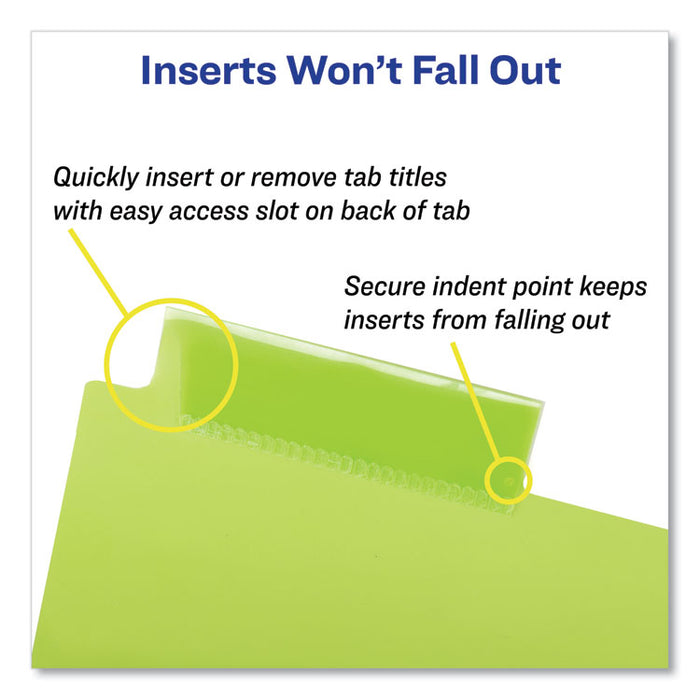 Insertable Big Tab Plastic Dividers, 8-Tab, 11 x 8.5, Assorted, 1 Set