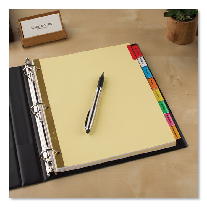 Insertable Big Tab Dividers, 8-Tab, Double-Sided Gold Edge Reinforcing, 11" x 8.5", Buff, Assorted Tabs, 1 Set