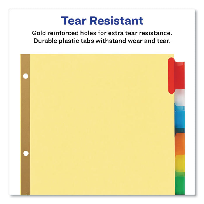 Insertable Big Tab Dividers, 8-Tab, Double-Sided Gold Edge Reinforcing, 11" x 8.5", Buff, Assorted Tabs, 1 Set