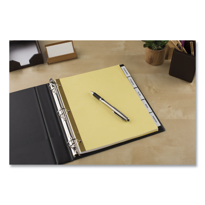 Insertable Big Tab Dividers, 5-Tab, Double-Sided Gold Edge Reinforcing, 11 x 8.5, Buff, Clear Tabs, 1 Set