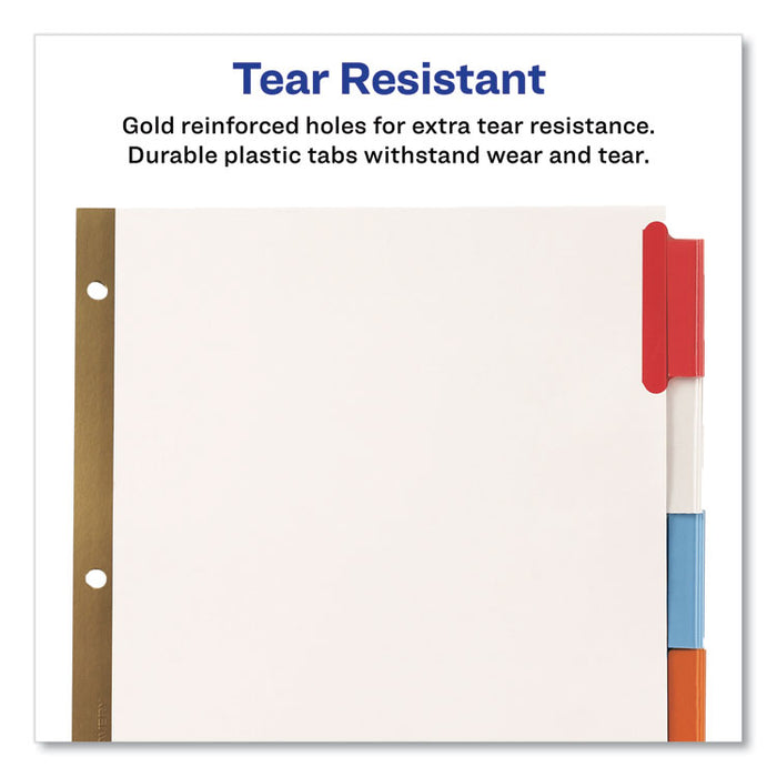 Insertable Big Tab Dividers, 8-Tab, Double-Sided Gold Edge Reinforcing, 11 x 8.5, White, Assorted Tabs, 1 Set