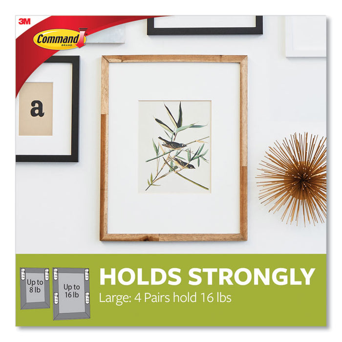 Damage-Free Hanging Picture Hanging Strip Pairs, Holds Up to 3.75 lb, Large: 0.75" x 3.65", Black, 4/Pack