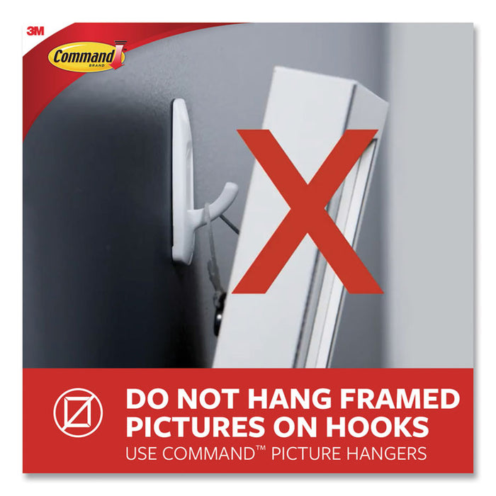 Large Wire Hooks, Metal Wire, White/Silver, Supports 5 lb, 3/Pack