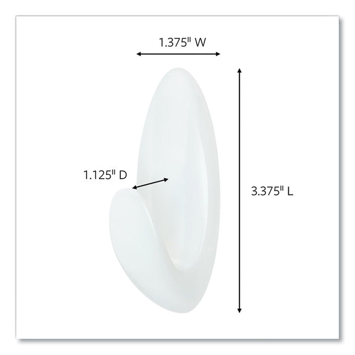 Medium Bath Hooks Value Pack, Plastic, White, 3 lb Capacity, 6 Hooks and 6 Strips