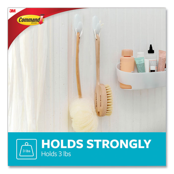 Medium Bath Hooks Value Pack, Plastic, White, 3 lb Capacity, 6 Hooks and 6 Strips
