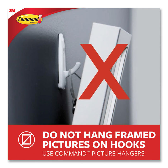 Medium Bath Hooks Value Pack, Plastic, White, 3 lb Capacity, 6 Hooks and 6 Strips