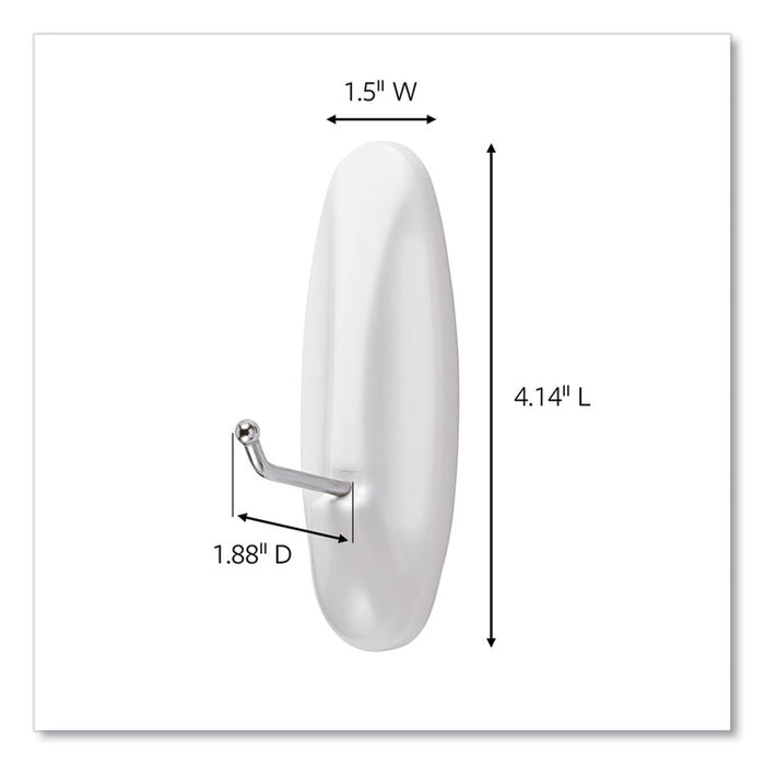Large Wire Hooks, Metal Wire, White/Silver, Supports 5 lb, 3/Pack