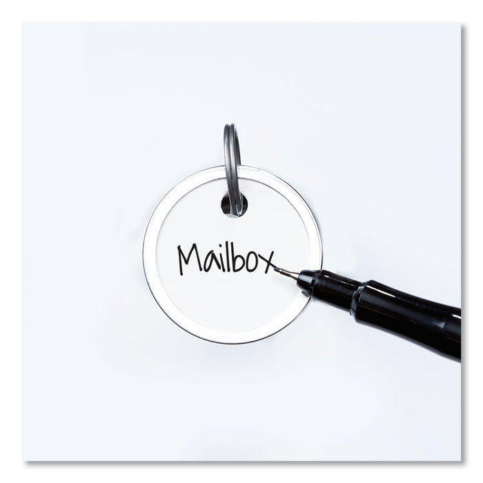Key Tags with Split Ring, 1.25" dia, White, 50/Pack