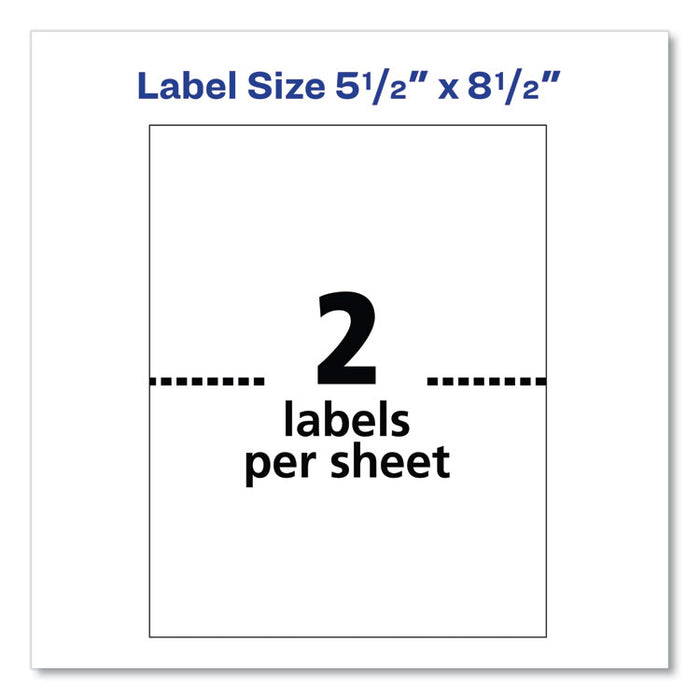 Shipping Labels w/ TrueBlock Technology, Inkjet/Laser Printers, 5.5 x 8.5, White, 2/Sheet, 500 Sheets/Box