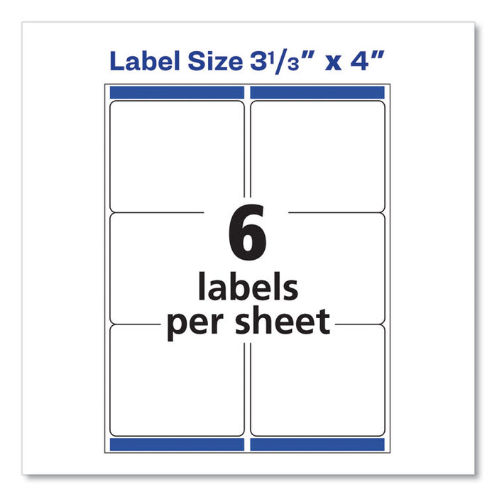 Shipping Labels w/ TrueBlock Technology, Laser Printers, 3.33 x 4, White, 6/Sheet, 100 Sheets/Box