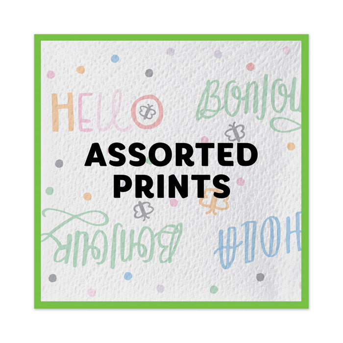 Quilted Napkins, 1-Ply, 12.1 x 12, Assorted - Print or White, 200/Pack