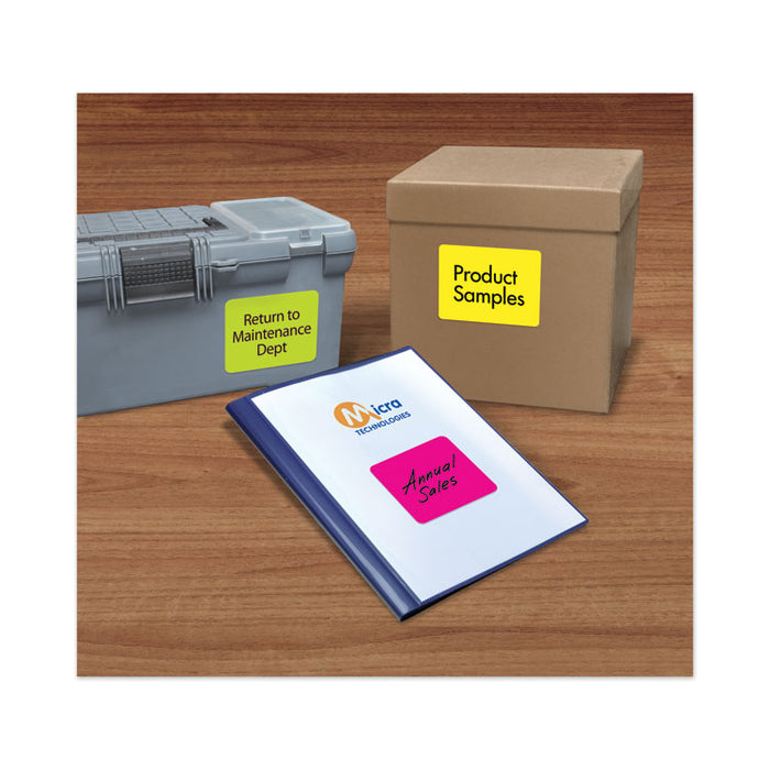 High-Vis Removable Laser/Inkjet ID Labels w/ Sure Feed, 3.33 x 4, Neon, 72/PK