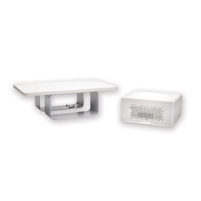 FreshView Wellness Monitor Stand with Air Purifier, For 27" Monitors, 22.5" x 11.5" x 5.4", White, Supports 200 lbs