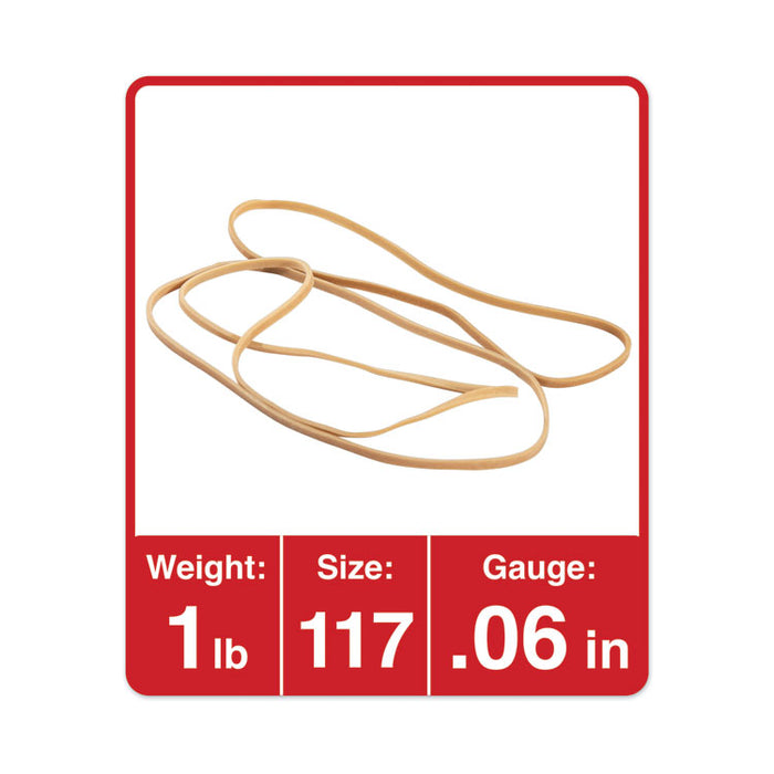 Rubber Bands, Size 117, 0.06" Gauge, Beige, 1 lb Box, 210/Pack