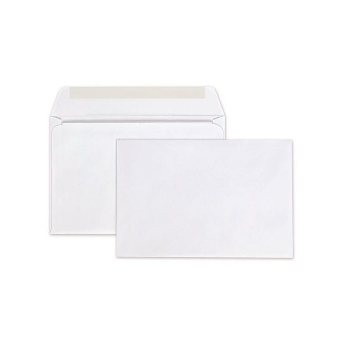 Open-Side Booklet Envelope, #6 1/2, Hub Flap, Gummed Closure, 6 x 9, White, 100/Box