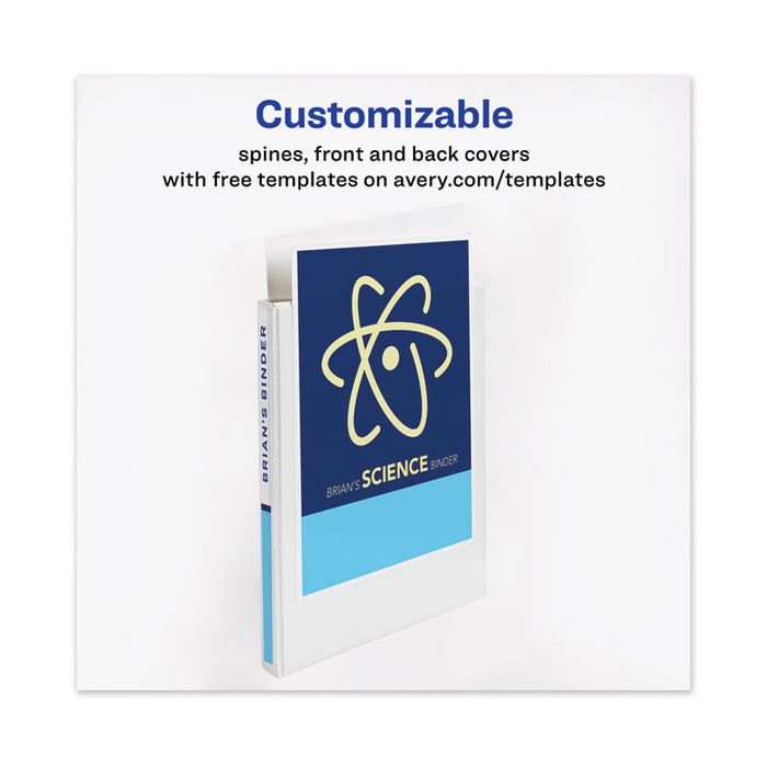 Heavy-Duty View Binder with DuraHinge and One Touch Slant Rings, 3 Rings, 0.5" Capacity, 11 x 8.5, White