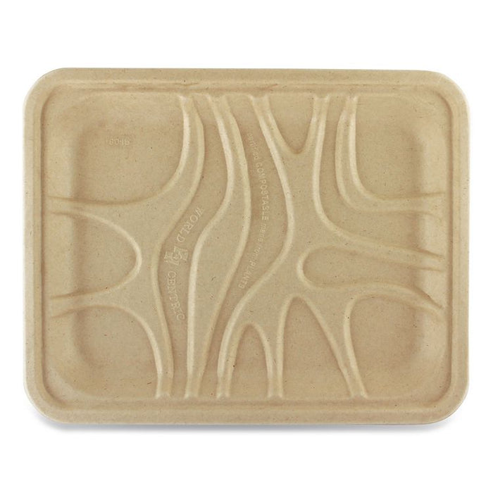 Laminated Fiber Meat and Produce Trays, PLA Lined, PFAS Free, 9.1 x 7.1 x 0.7, Natural, Paper, 500/Carton