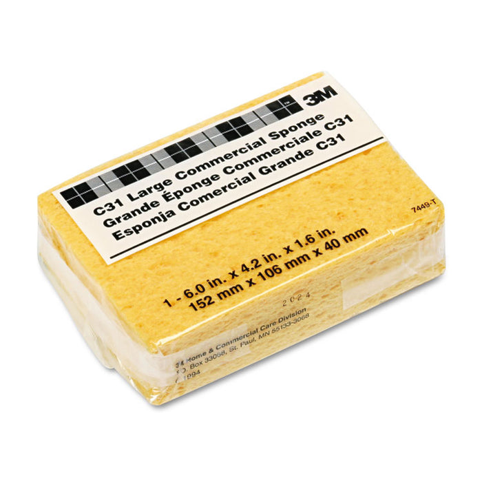 Commercial Cellulose Sponge, 4.25 x 6, 1.6" Thick, Yellow