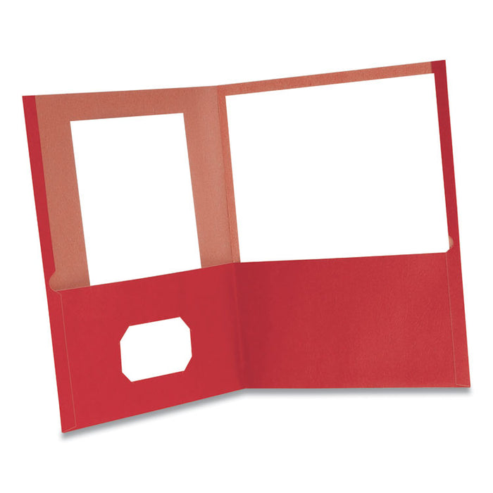 Earthwise by Oxford 100% Recycled Twin-Pocket Folder, Accommodates (100) 11 x 8.5 Sheets, Red, 10/Pack