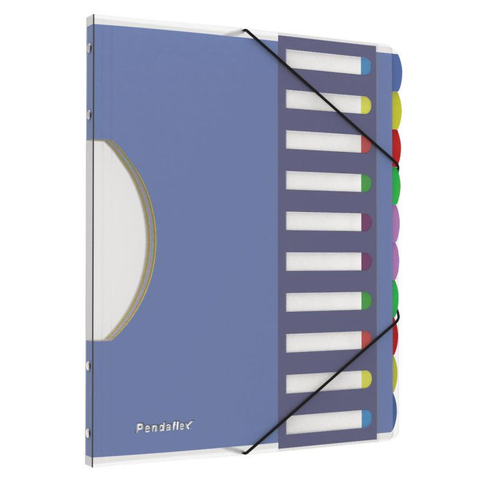 PileSmart Project Sorters, 0.75" Expansion, 10 Sections, Elastic Cord Closure, 1/10-Cut Tabs, Letter Size, Blue