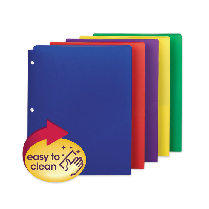 Poly Snap-In Two-Pocket Folder, Side: 3-Hole Punched, Accommodates (50) 11 x 8.5 Sheets, Assorted Colors, 10/Pack