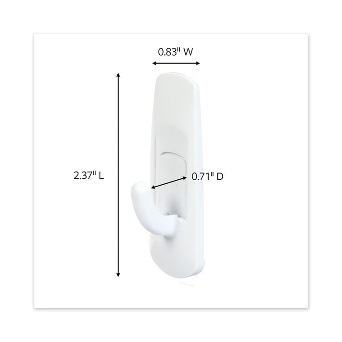 Small Utility Hooks, Plastic, White, Supports 1 lb, 6/Pack