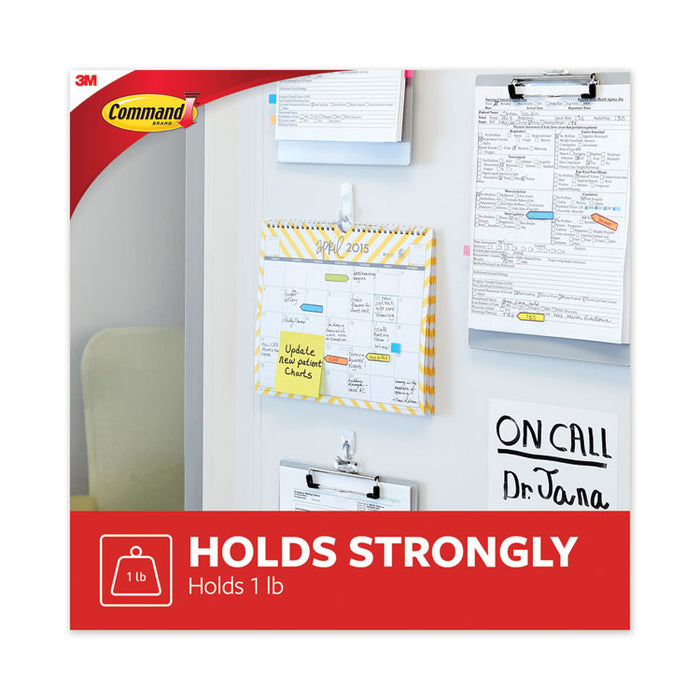 Small Utility Hooks, Plastic, White, Supports 1 lb, 6/Pack