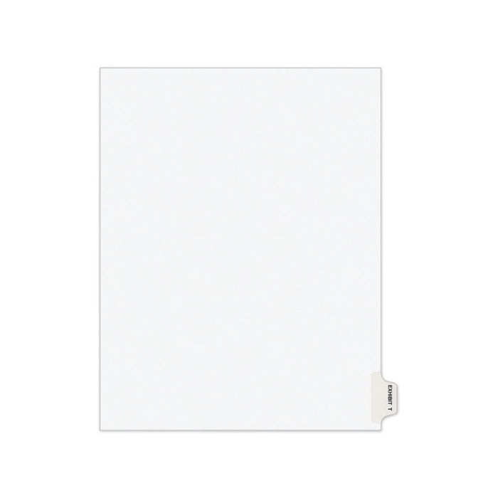 Avery-Style Preprinted Legal Side Tab Divider, 26-Tab, Exhibit T, 11 x 8.5, White, 25/Pack, (1390)