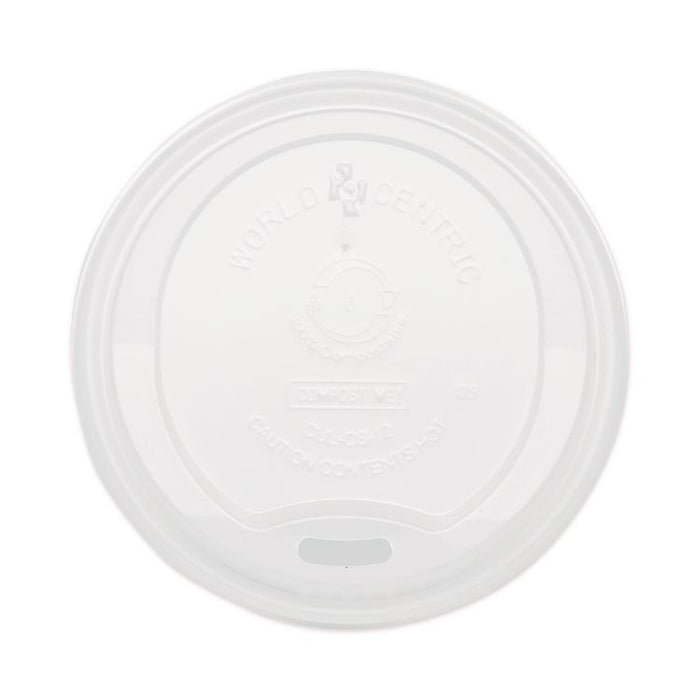 PLA Lids for Hot Cups, Fits 10 oz to 20 oz Hot Cups, Plastic, White, 1,000/Carton