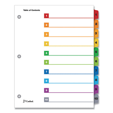 OneStep Printable Table of Contents and Dividers, 10-Tab, 1 to 10, 11 x 8.5, White, Assorted Tabs, 1 Set