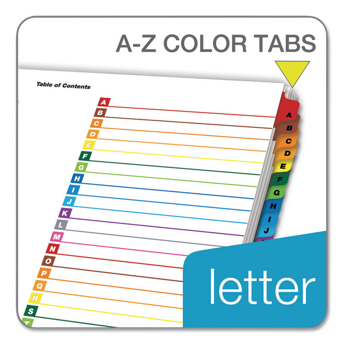 OneStep Printable Table of Contents and Dividers, 26-Tab, A to Z, 11 x 8.5, White, Assorted Tabs, 1 Set