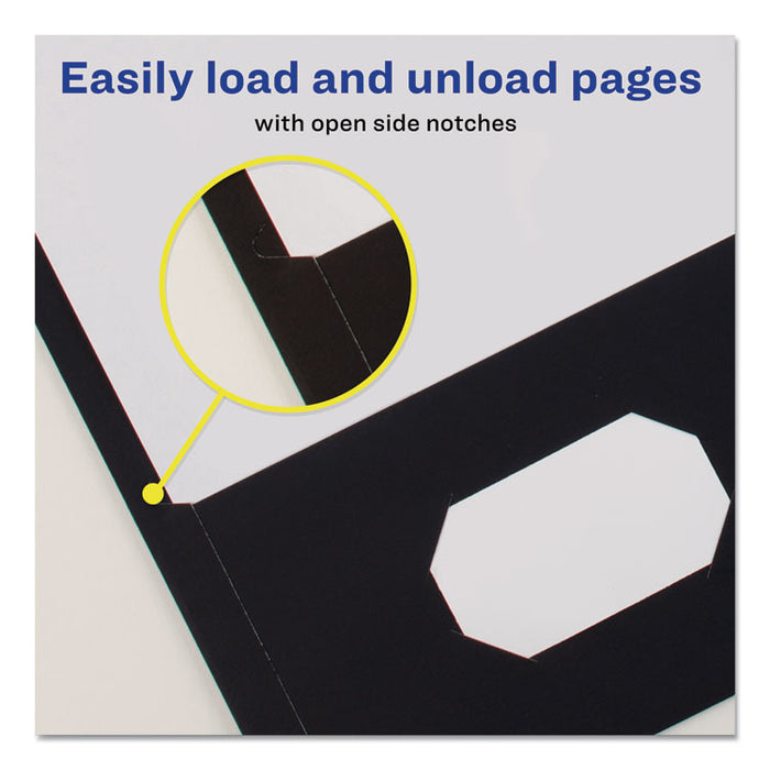 Two-Pocket Folder, Accommodates (40) 11 x 8.5 Sheets, Black, 25/Box