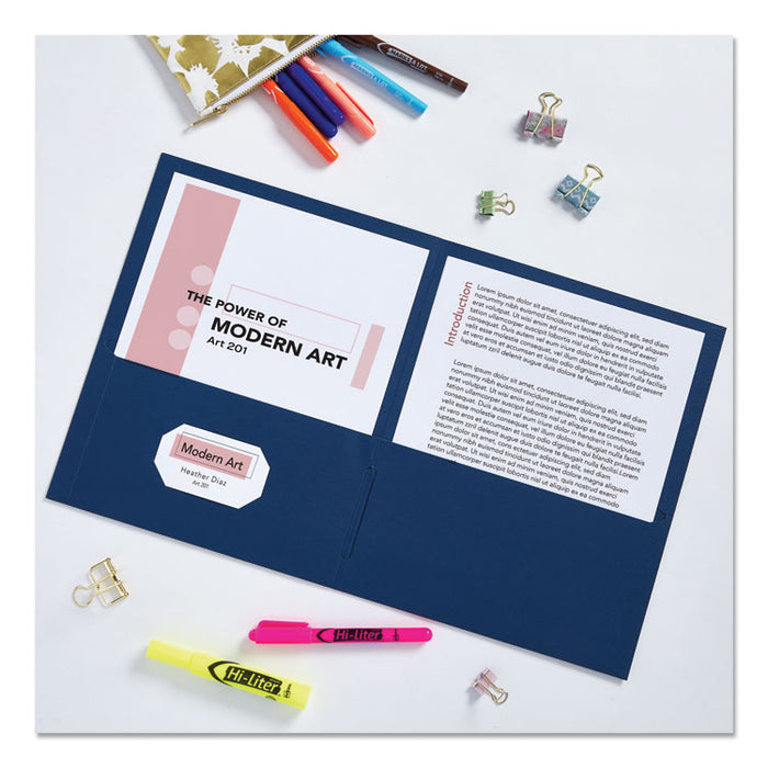 Two-Pocket Folder, Accommodates (40) 11 x 8.5 Sheets, Assorted Colors, 25/Box