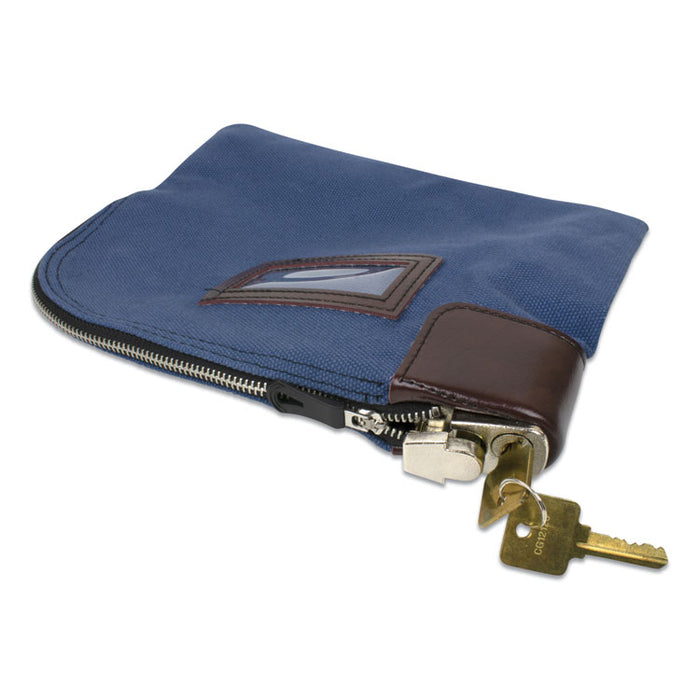 Fabric Deposit Bag with Locking Zipper, Nylon, 8.5" x 1" x 11", Blue