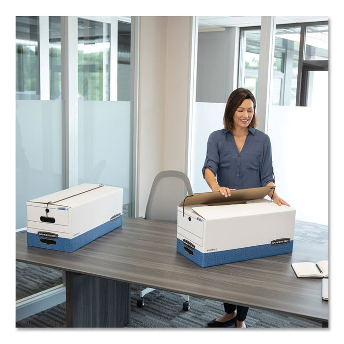 STOR/FILE Medium-Duty Strength Storage Boxes, Letter Files, 12.25" x 24.13" x 10.75", White/Blue, 12/Carton