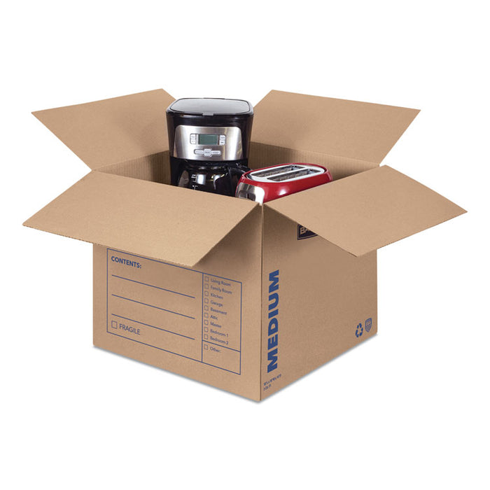 SmoothMove Basic Moving Boxes, Regular Slotted Container (RSC), Medium, 18" x 18" x 16", Brown/Blue, 20/Bundle