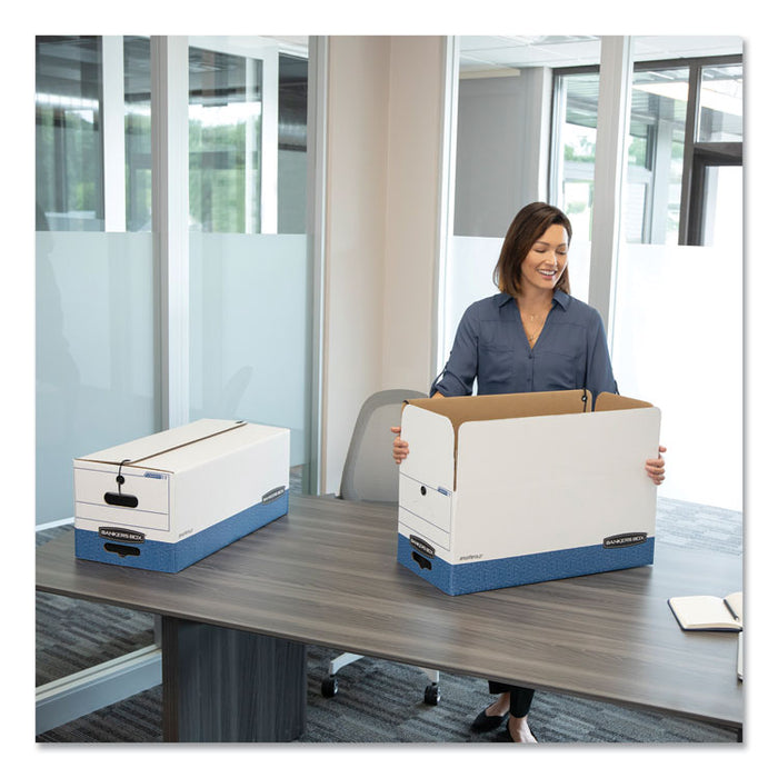 LIBERTY Heavy-Duty Strength Storage Boxes, Letter Files, 12.25" x 24.13" x 10.75", White/Blue, 12/Carton