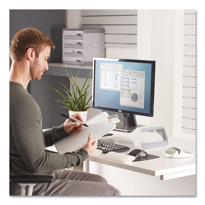 I-Spire Series Document Lift, Holds Up to 100 Letter Size Sheets, Plastic, White/Gray