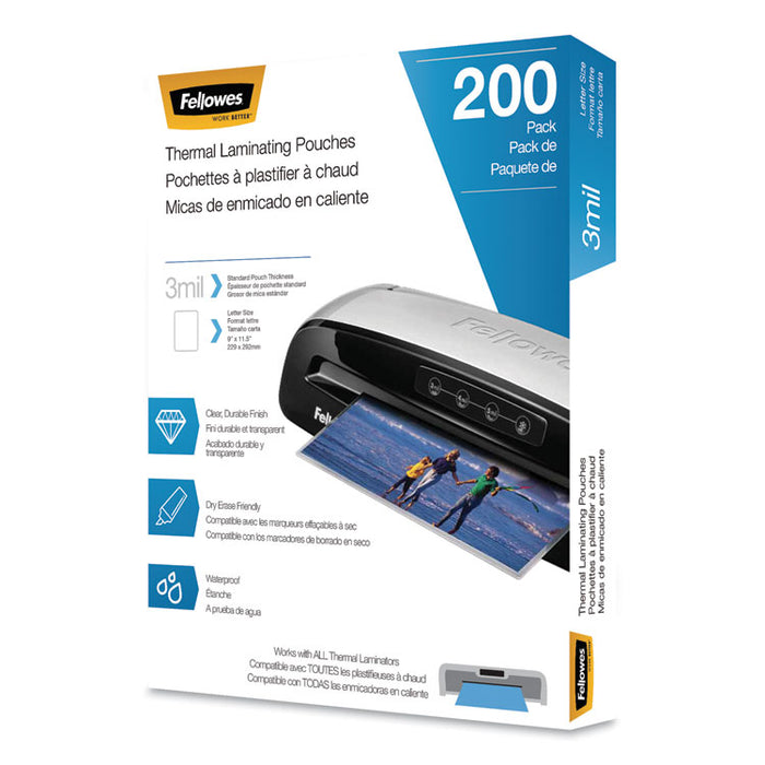 Laminating Pouches, 3 mil, 9 x 11.5, Gloss Clear, 200/Pack
