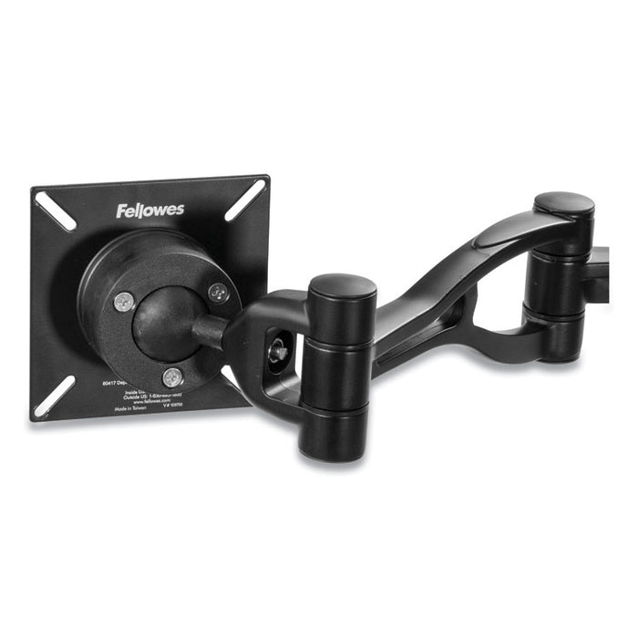 Professional Series Depth Adjustable Dual Monitor Arm, 360 deg Rotation, 37 deg Tilt, 360 deg Pan, Black, Supports 24 lb