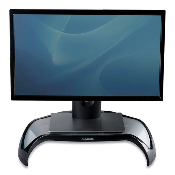 Smart Suites Corner Monitor Riser, For 21" Monitors, 18.5" x 12.5" x 3.88" to 5.13", Black/Clear Frost, Supports 40 lbs